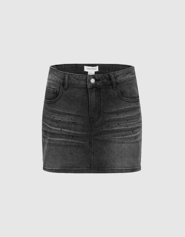 Mini Straight Denim Skirt sold by Urban Revivo