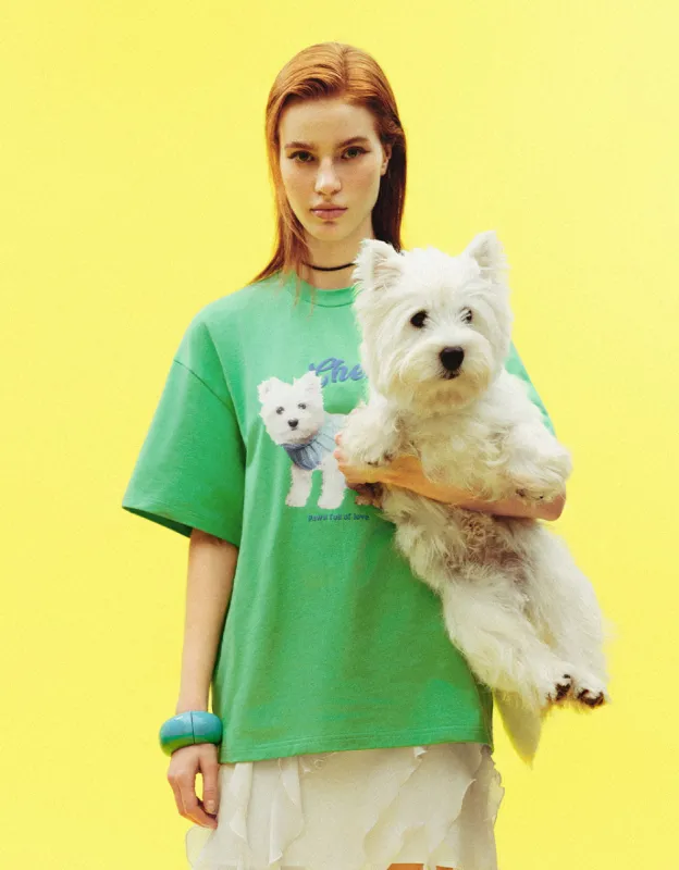 Dog Printed Crew Neck T-Shirt sold by Urban Revivo