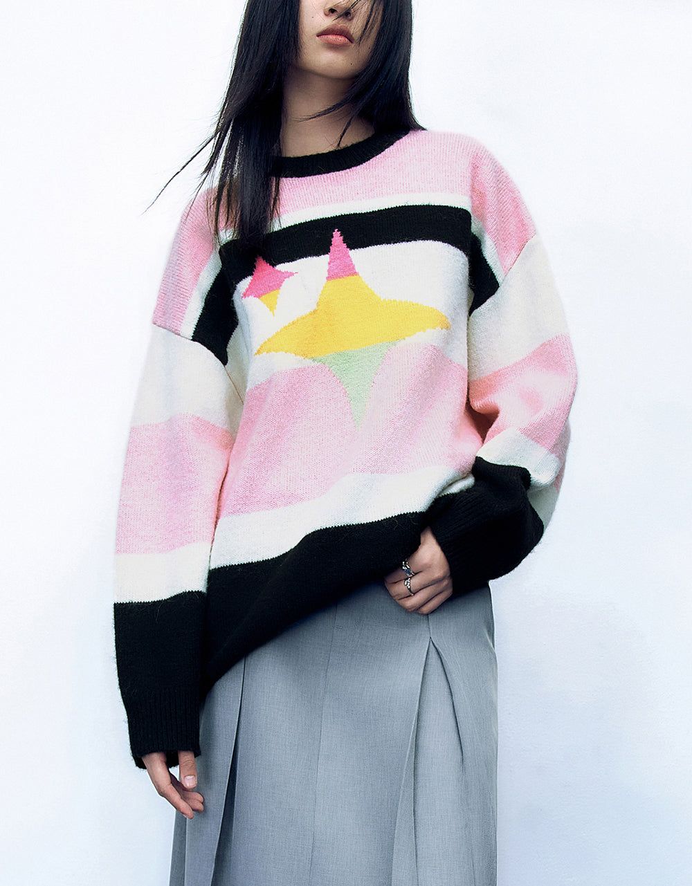 Drop Shoulder Sleeve Crew Neck Sweater sold by Urban Revivo product image thumbnail 2