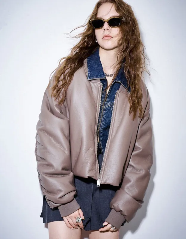 Zipper Front V-Neck Down Jacket sold by Urban Revivo