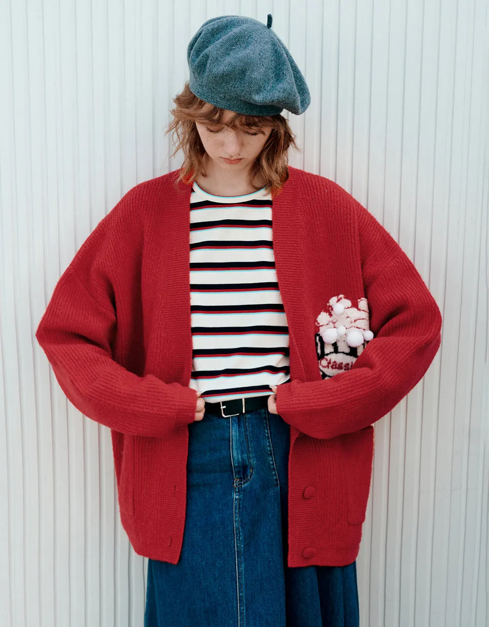 V-Neck Knitted Cardigan sold by Urban Revivo