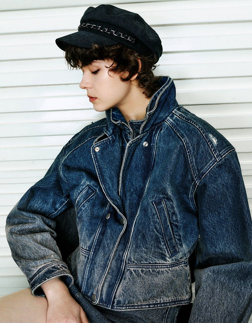 Stand Collar Denim Jacket sold by Urban Revivo product image thumbnail 3