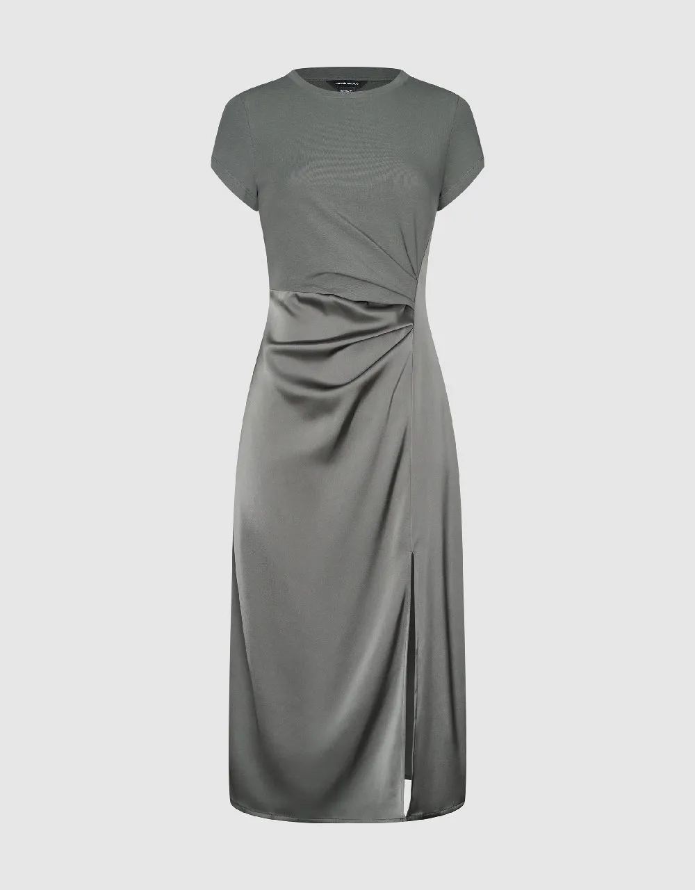 Runched Crew Neck Straight Dress sold by Urban Revivo product image thumbnail 2