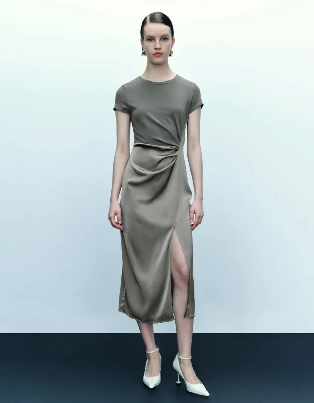 Runched Crew Neck Straight Dress sold by Urban Revivo