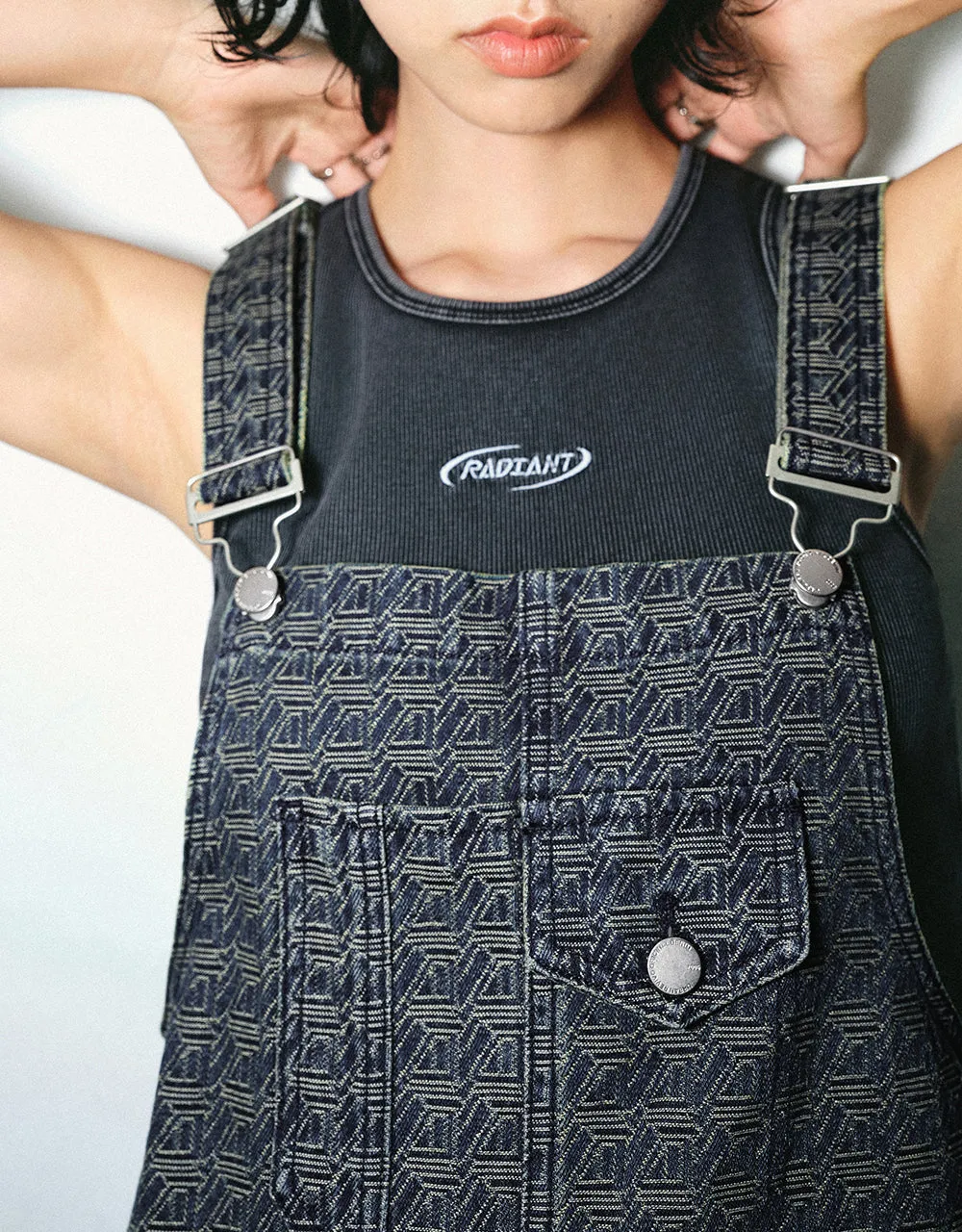 Monogram Mini Denim Pinafore Dress sold by Urban Revivo product image thumbnail 4