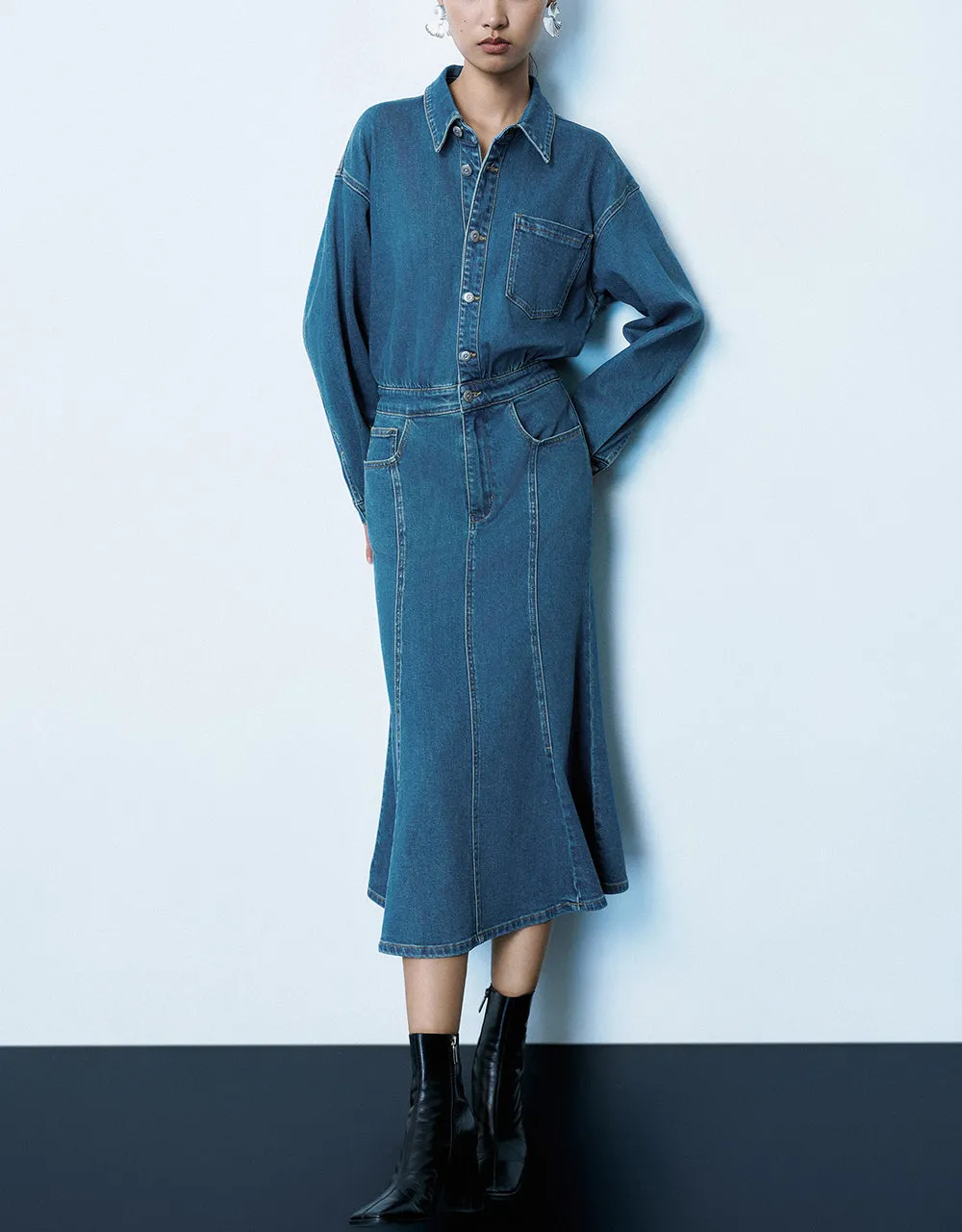 Lapel Denim Dress sold by Urban Revivo product image thumbnail 2