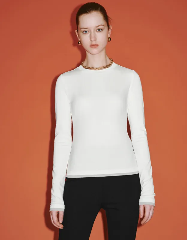 Crew Neck Knitted Skinny T-Shirt sold by Urban Revivo