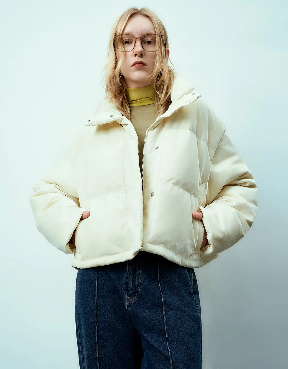 Stand Collar A-Line Puffer Jacket sold by Urban Revivo