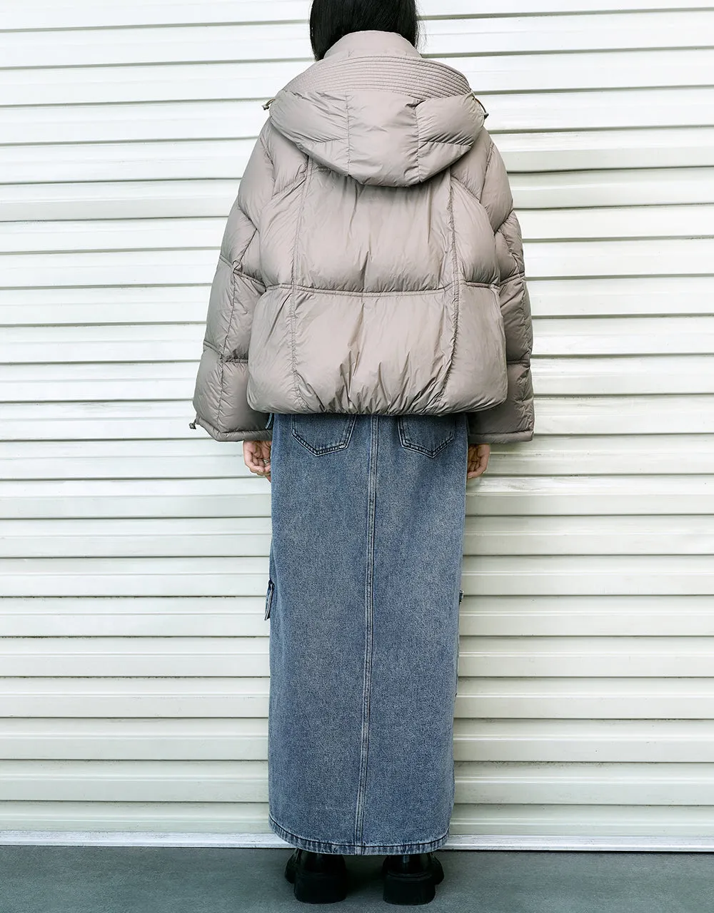 Straight Hooded Puffer Jacket sold by Urban Revivo product image thumbnail 4