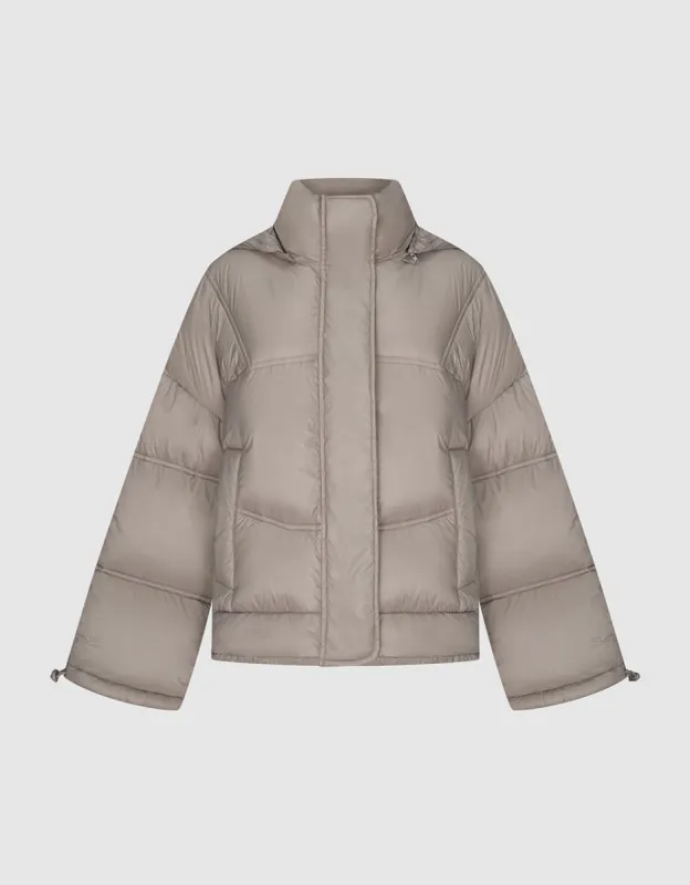Straight Hooded Puffer Jacket sold by Urban Revivo