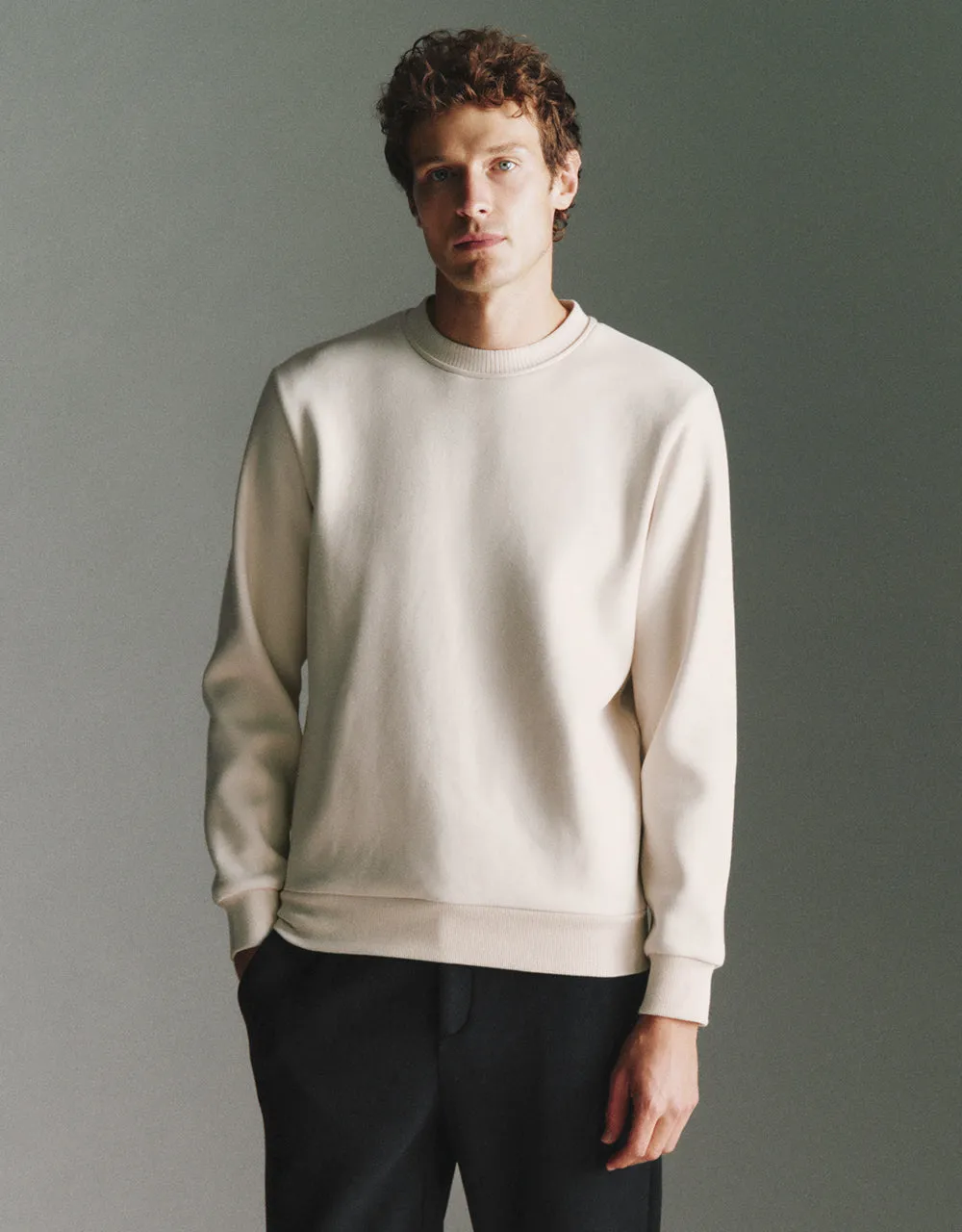 Crew Neck Straight Sweatshirt sold by Urban Revivo