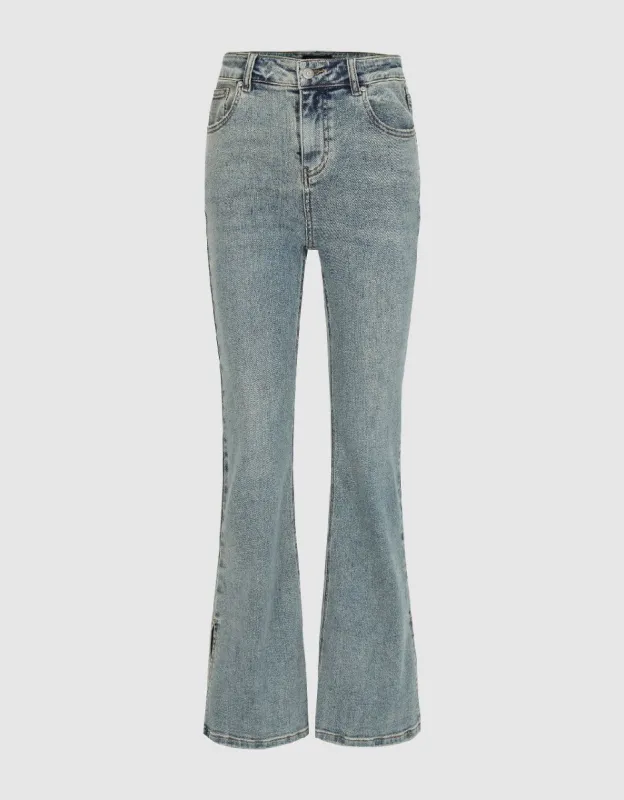 Split Hem Skinny Flare Jeans sold by Urban Revivo