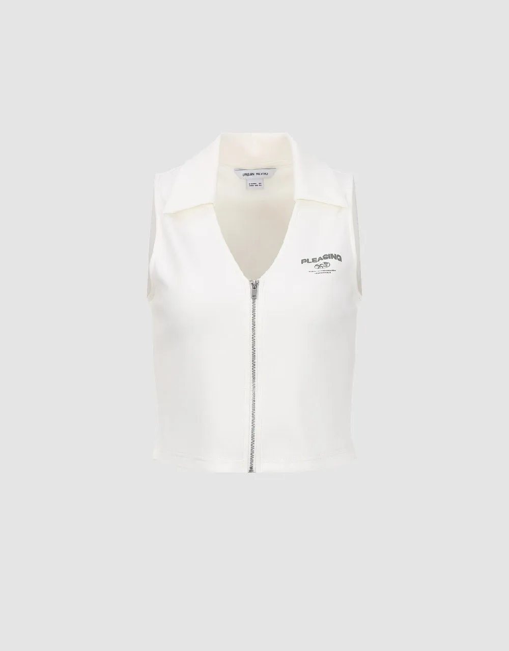 Zipper Front V-Neck Knitted Skinny Vest sold by Urban Revivo product image thumbnail 2