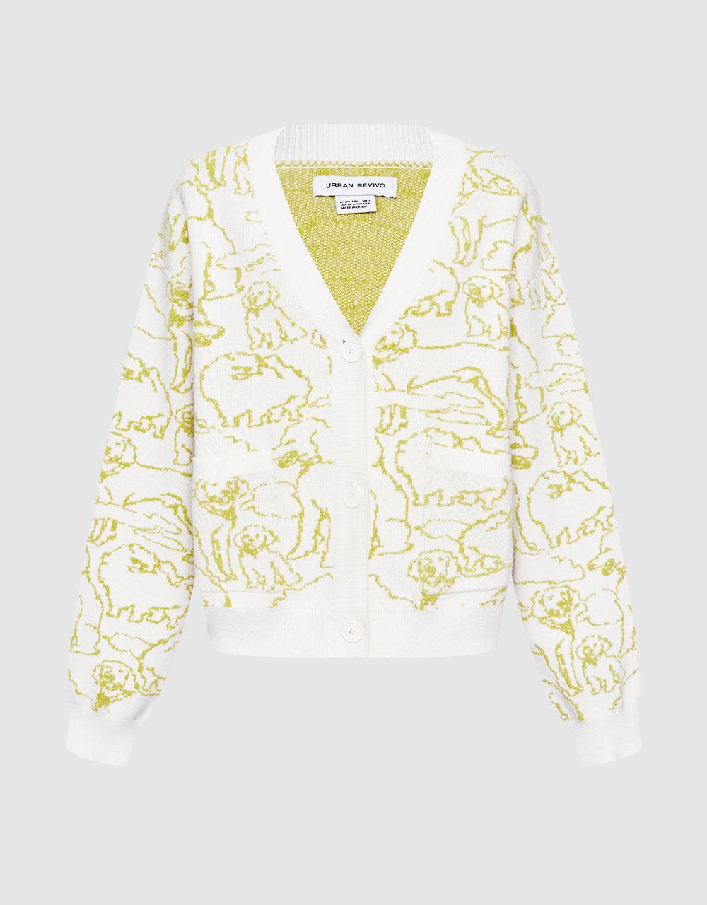 Dog Pattern Button Up Cardigan sold by Urban Revivo