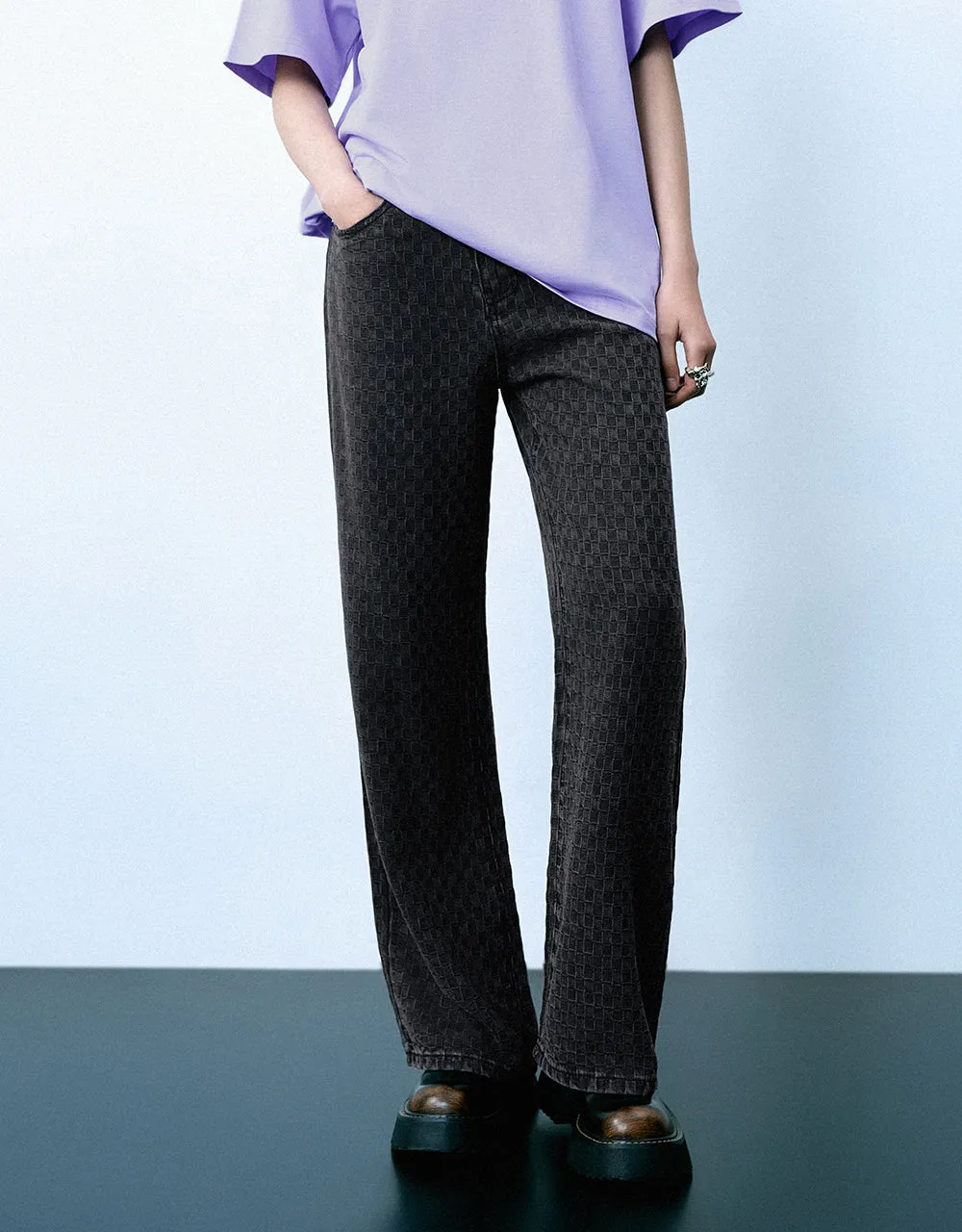 Checkered Wide-Leg Jeans sold by Urban Revivo product image thumbnail 2