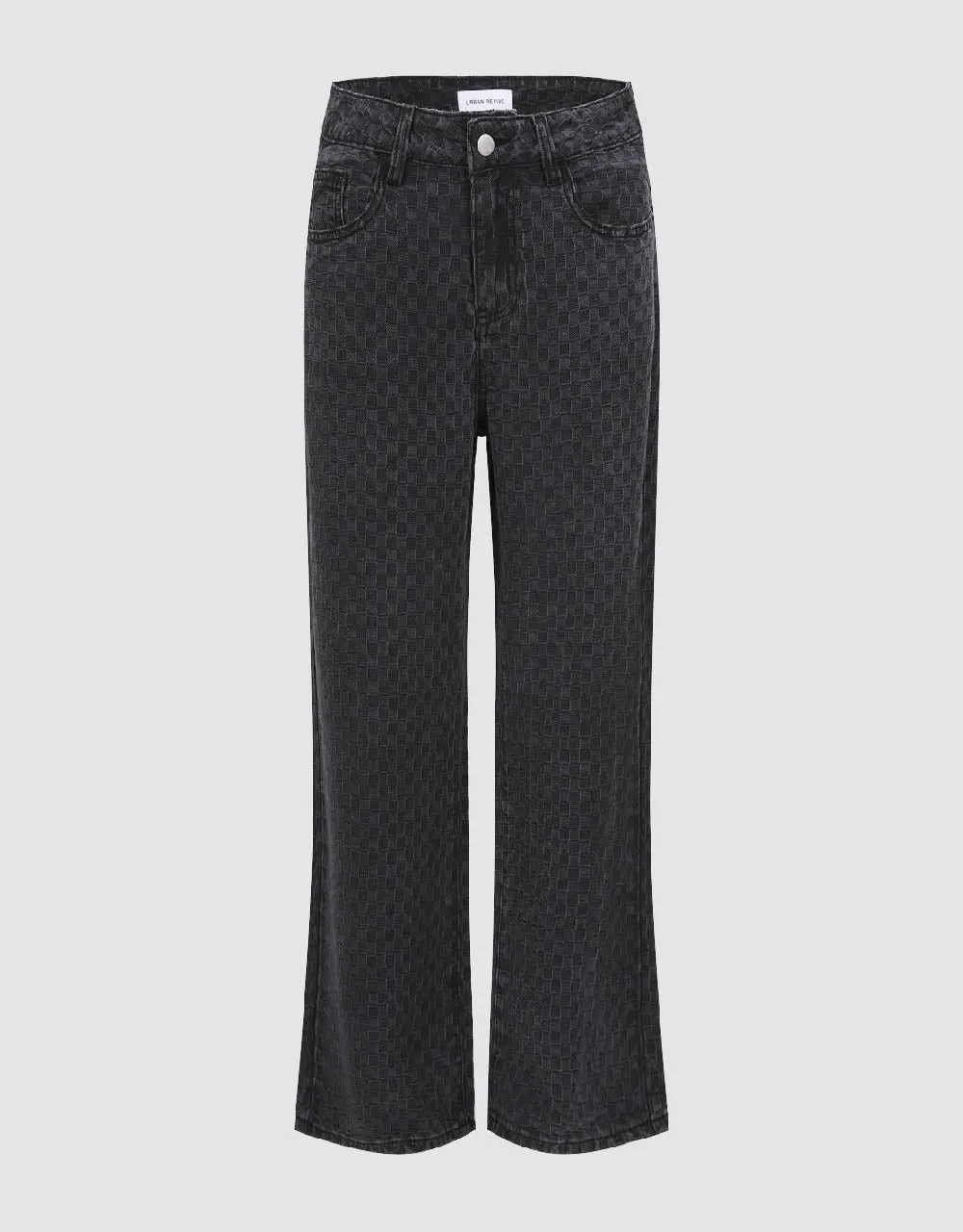 Checkered Wide-Leg Jeans sold by Urban Revivo