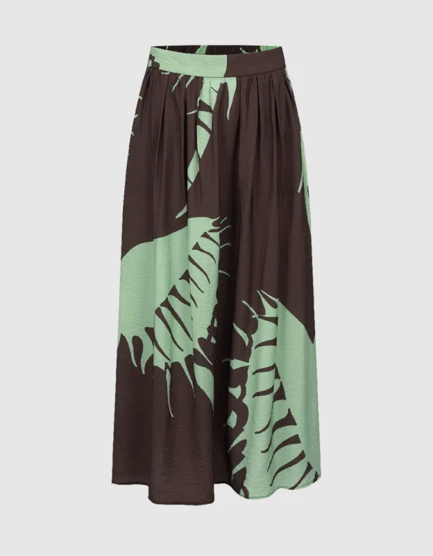 Printed Midi A-Line Skirt sold by Urban Revivo