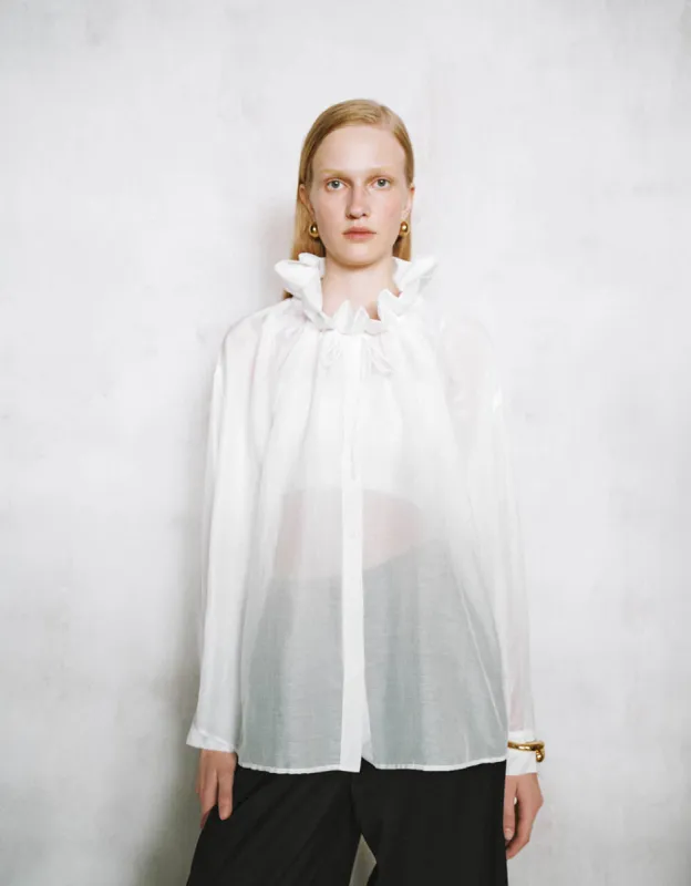 Ruffle Lapel Shirt sold by Urban Revivo