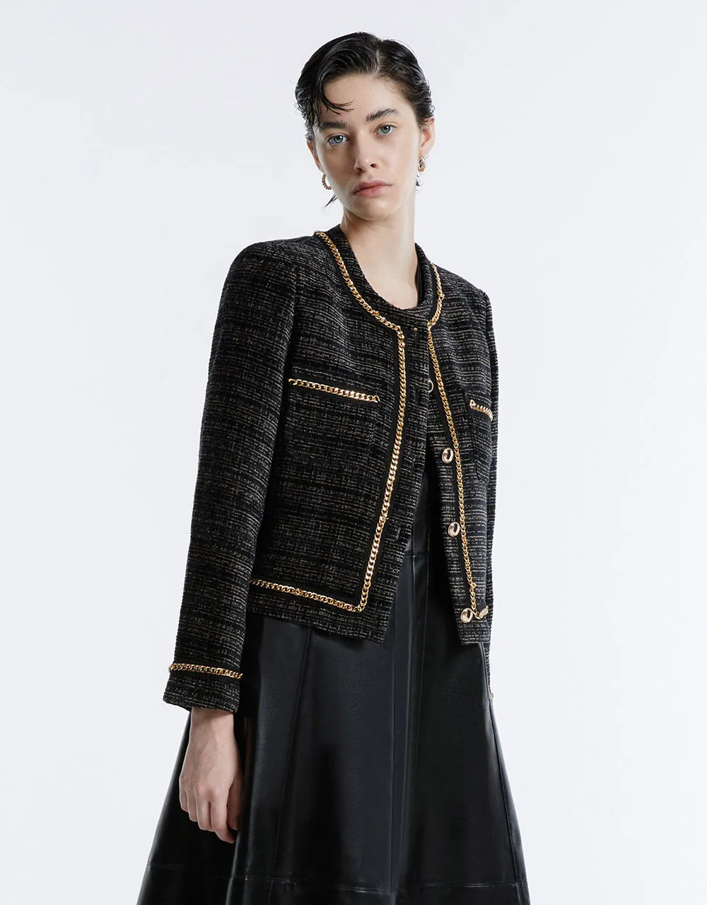 Chain Detail Tweed Jacket sold by Urban Revivo product image thumbnail 2