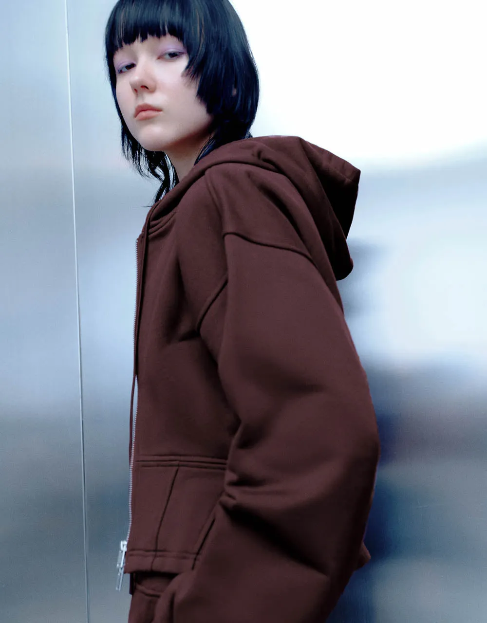 Zipper Front Hooded Knitted Jacket sold by Urban Revivo product image thumbnail 3