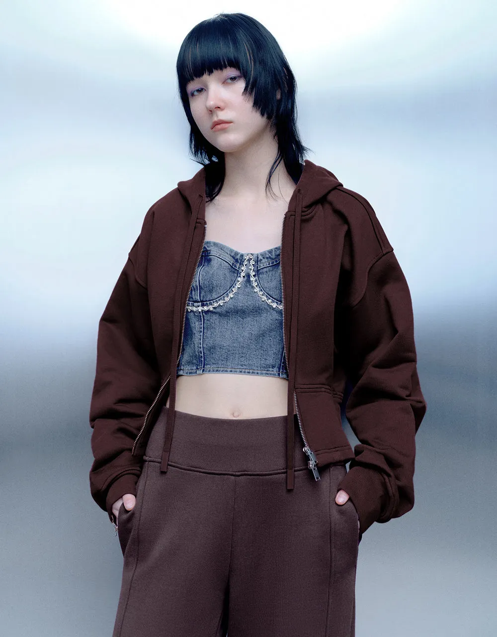 Zipper Front Hooded Knitted Jacket sold by Urban Revivo