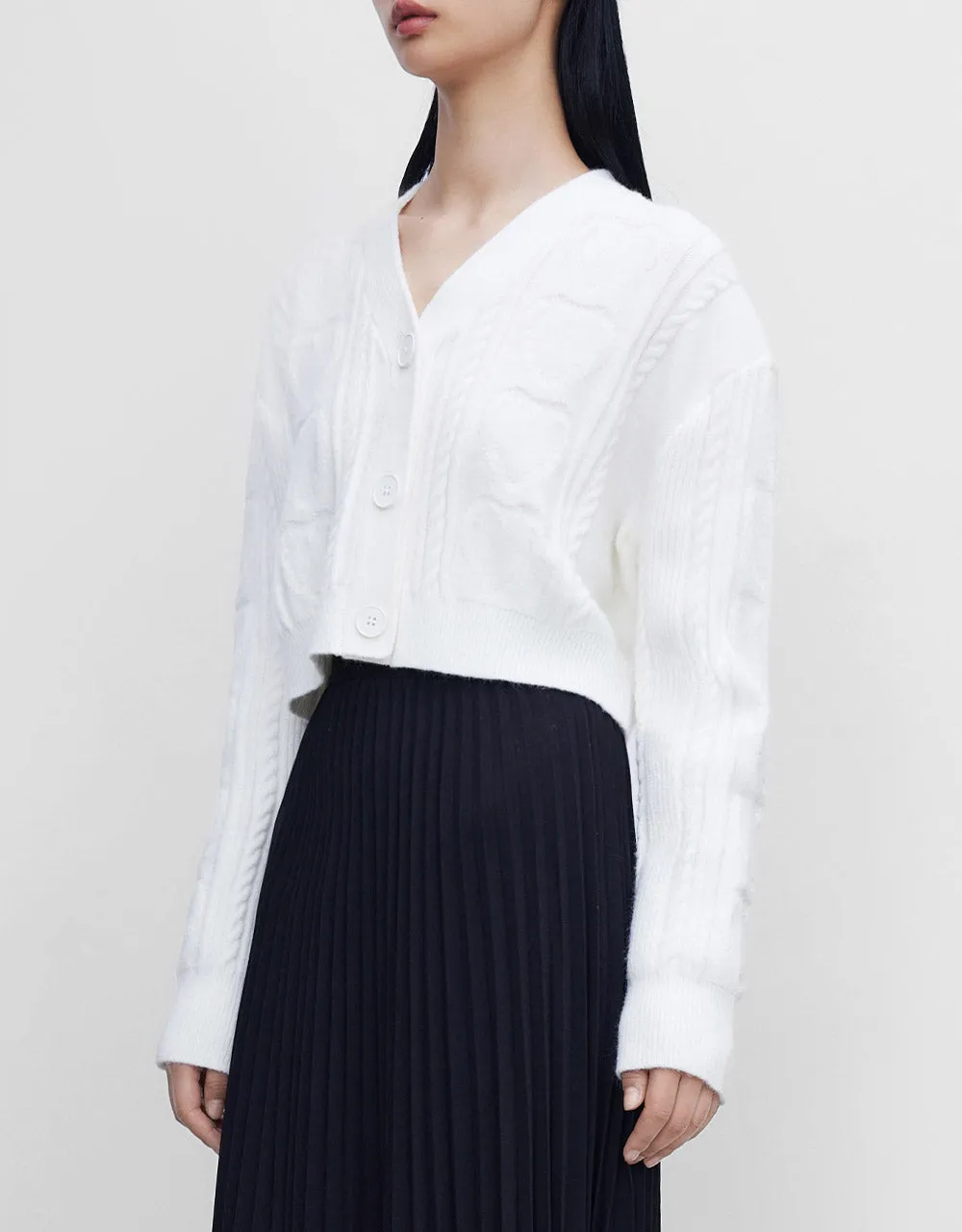 Cable Knit Button Up Cardigan sold by Urban Revivo product image thumbnail 5