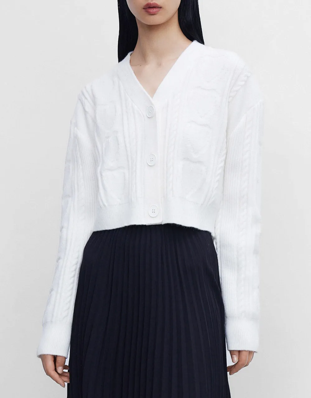 Cable Knit Button Up Cardigan sold by Urban Revivo product image thumbnail 2