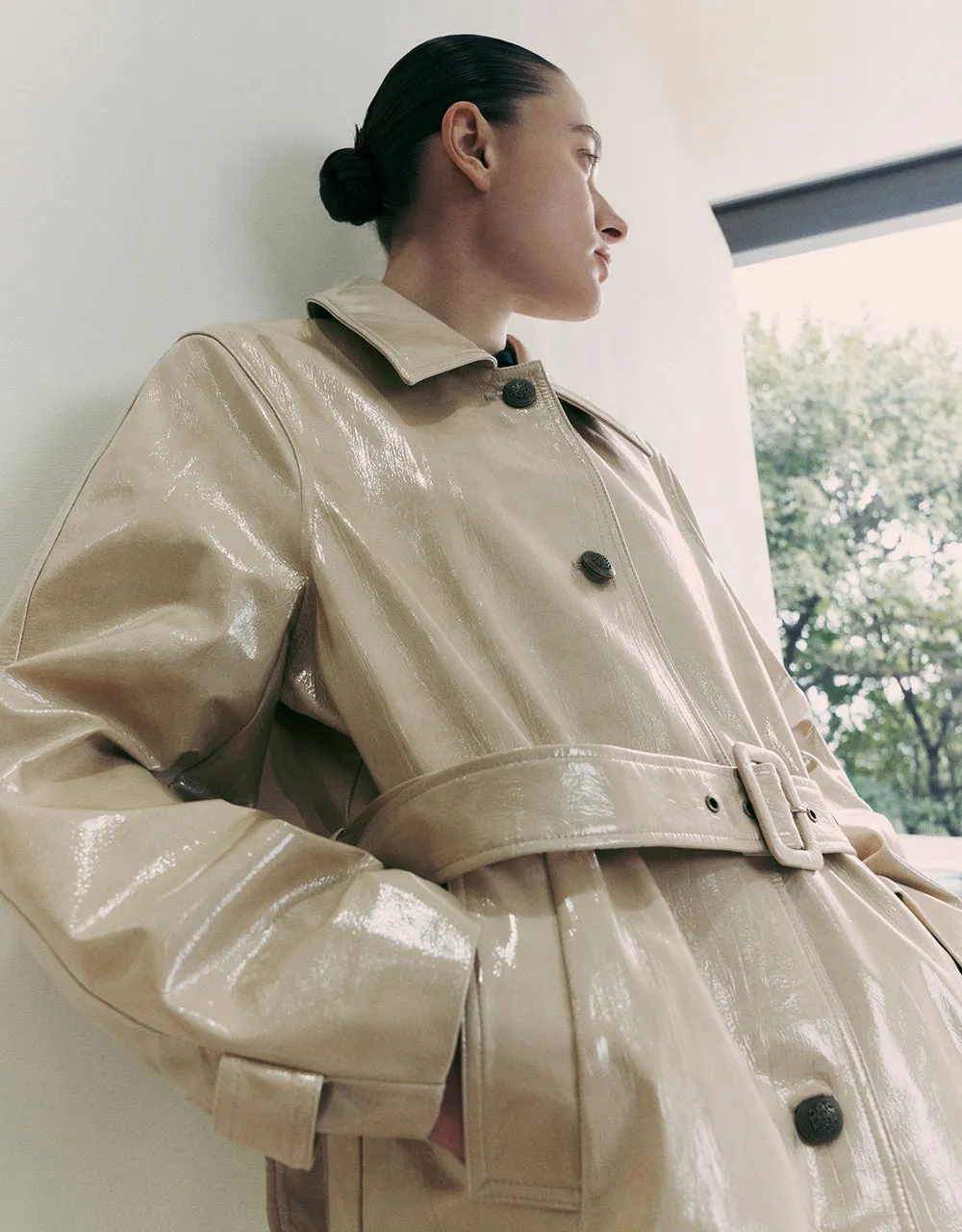 Vegan Leather Trench Coat With Belt sold by Urban Revivo product image thumbnail 4