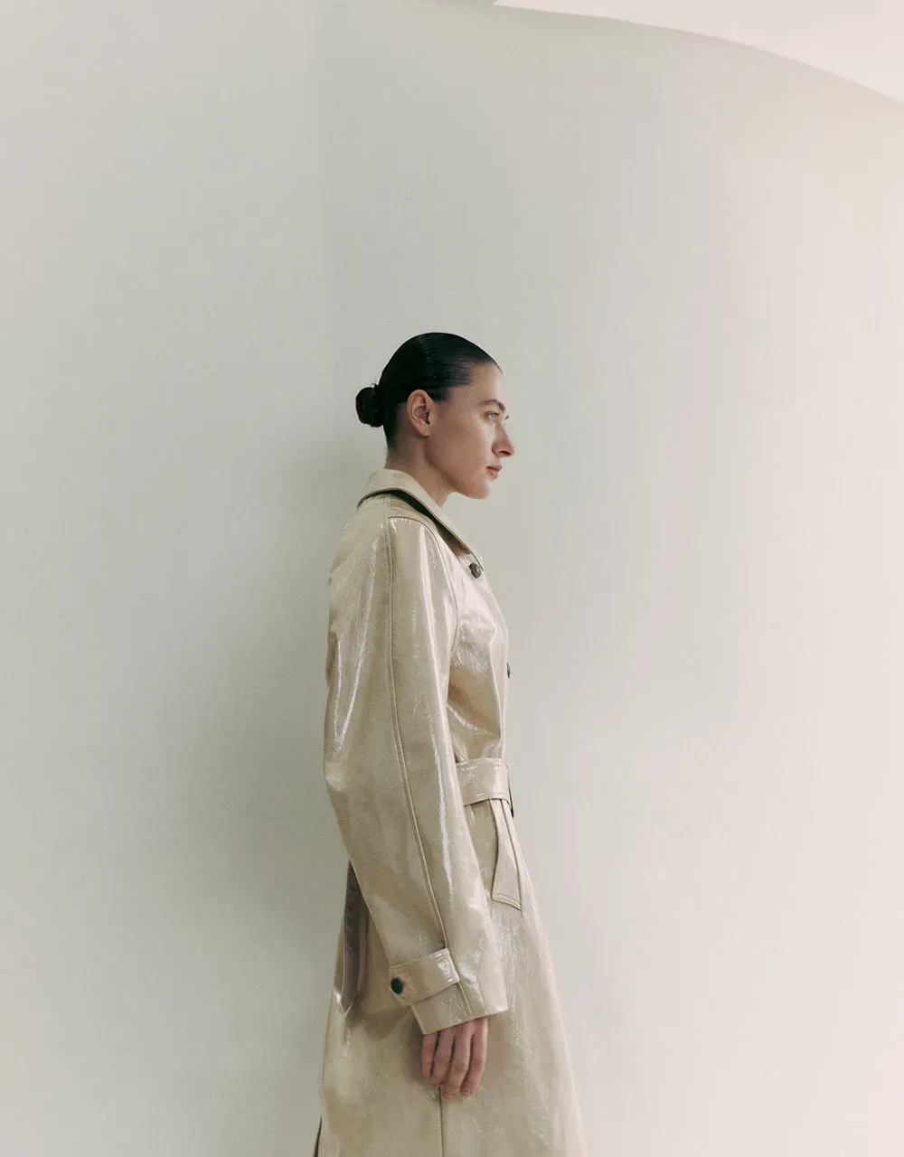 Vegan Leather Trench Coat With Belt sold by Urban Revivo product image thumbnail 3