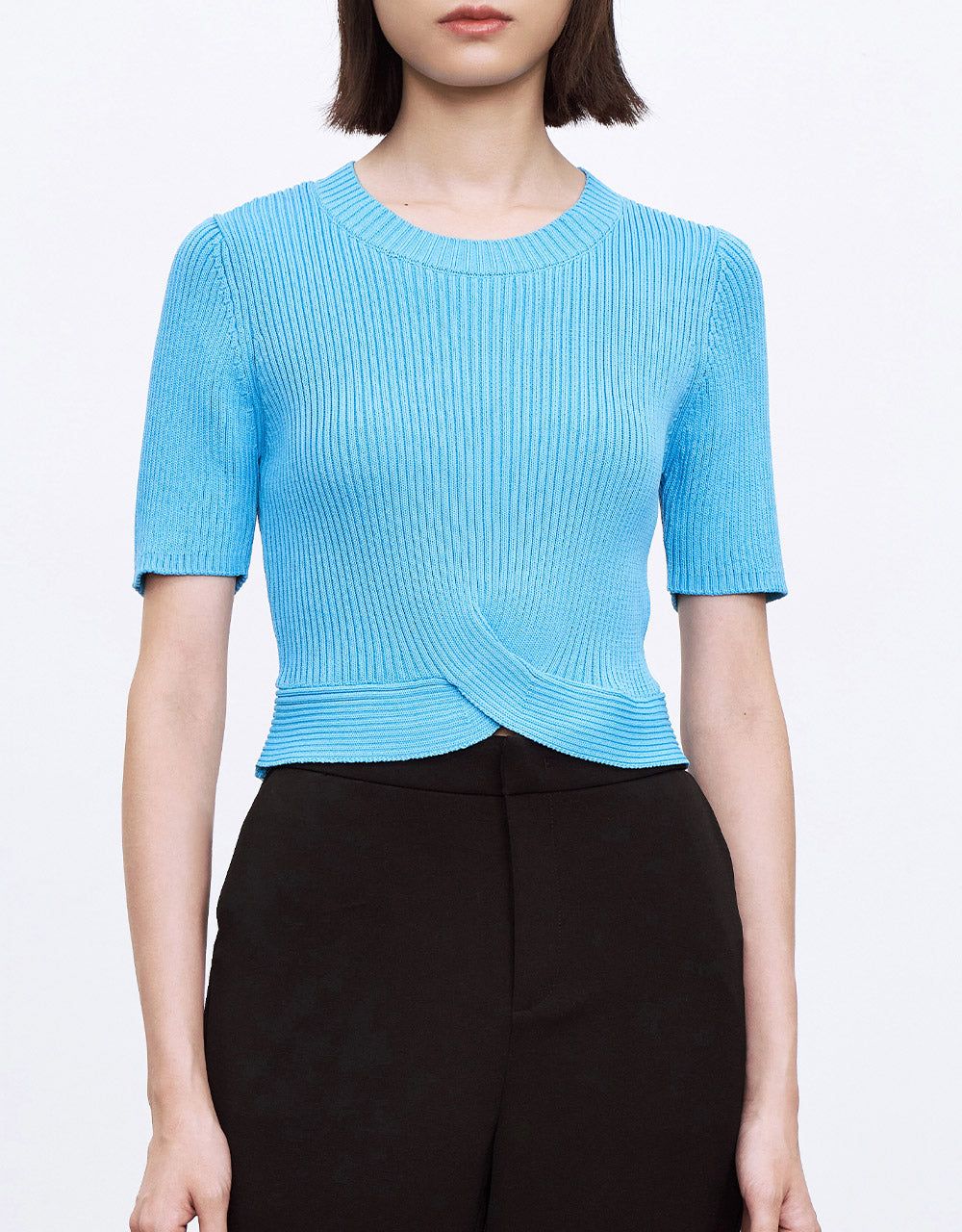 Crisscross Ribbed Knit Tee sold by Urban Revivo product image thumbnail 2