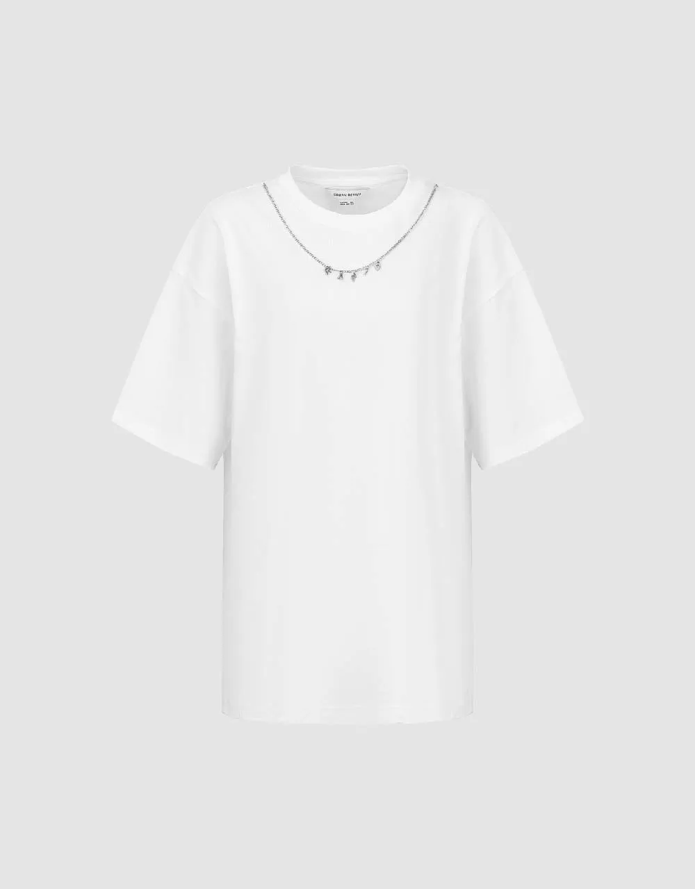 Necklace Decor Crew Neck Loose T-Shirt sold by Urban Revivo
