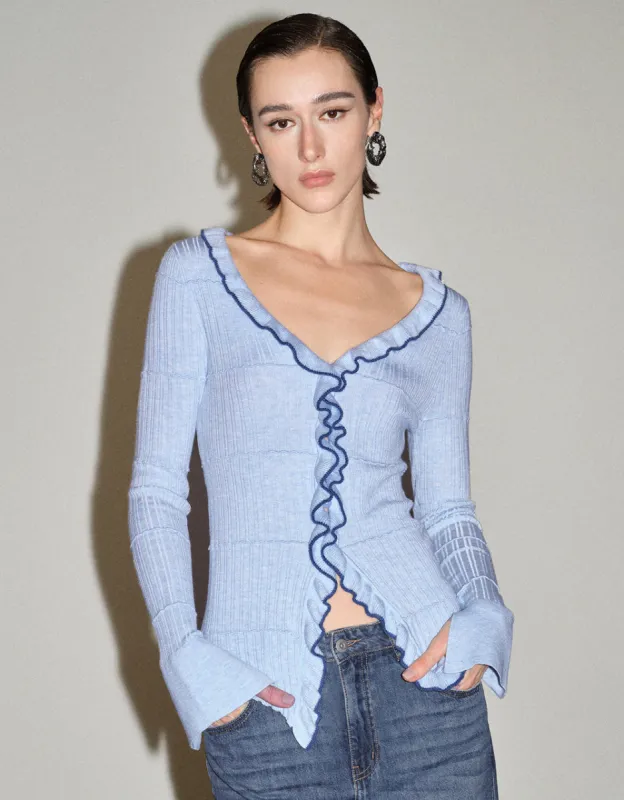 Standard Sleeve V-Neck Knitted Cardigan sold by Urban Revivo