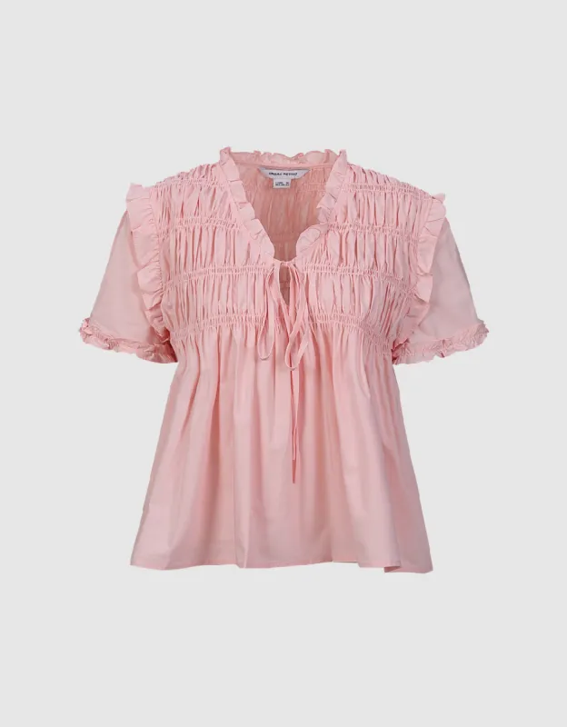 Shirred Puff Sleeve Overhead Shirt sold by Urban Revivo