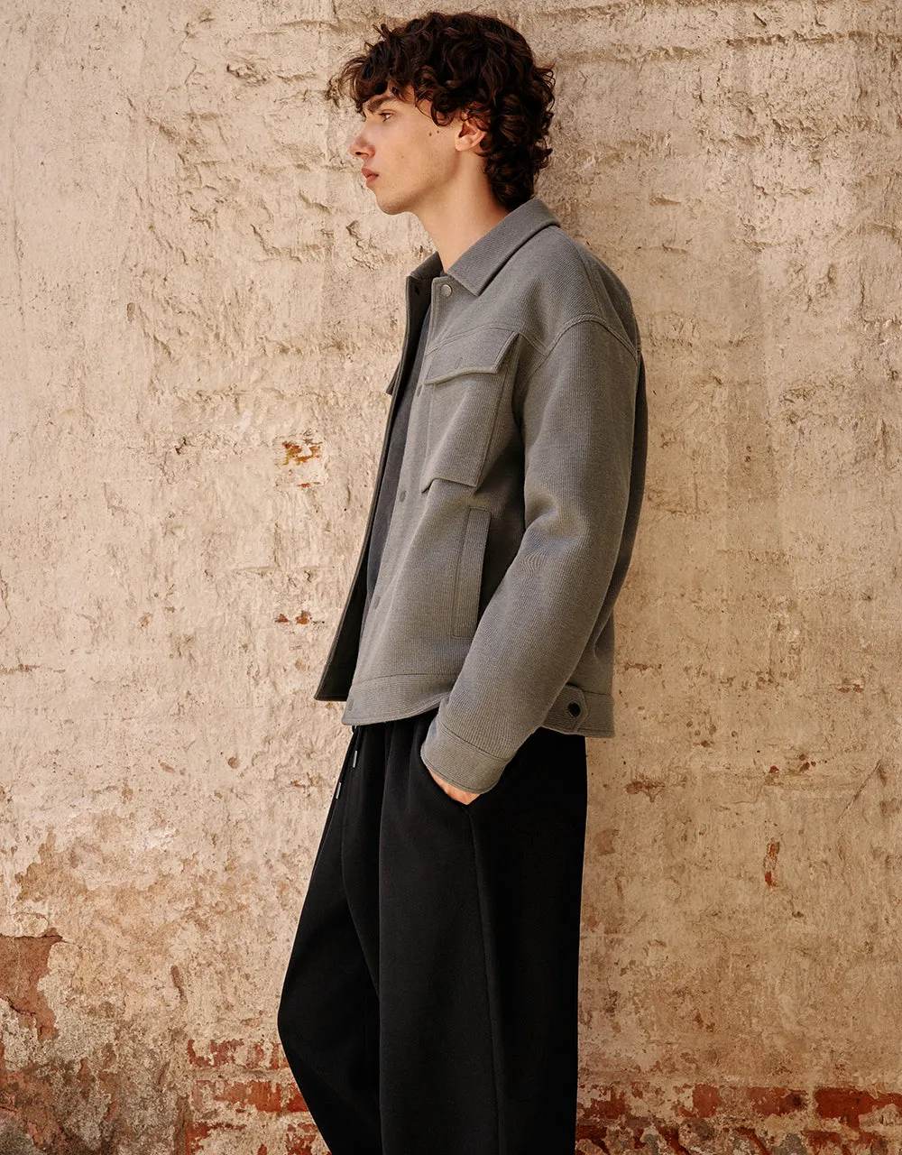 Textured Button Up Straight Jacket sold by Urban Revivo product image thumbnail 3