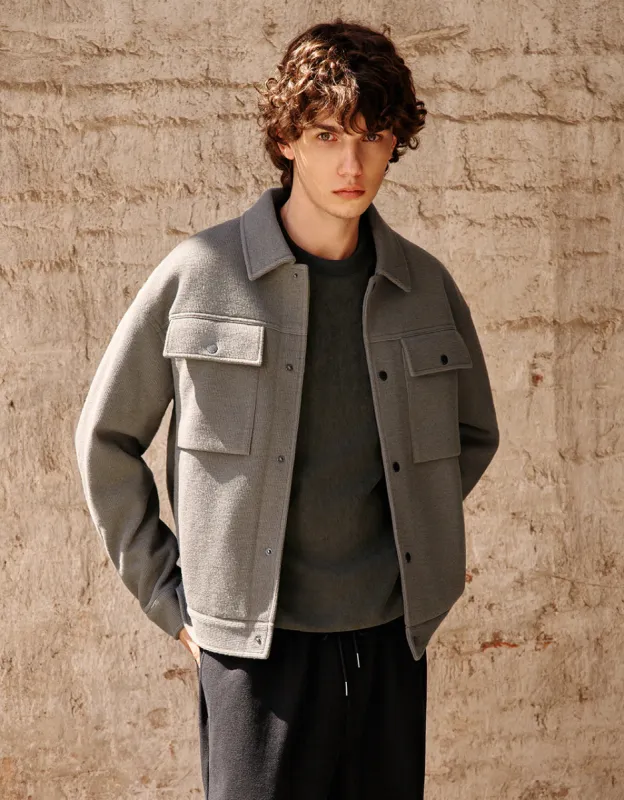 Textured Button Up Straight Jacket sold by Urban Revivo