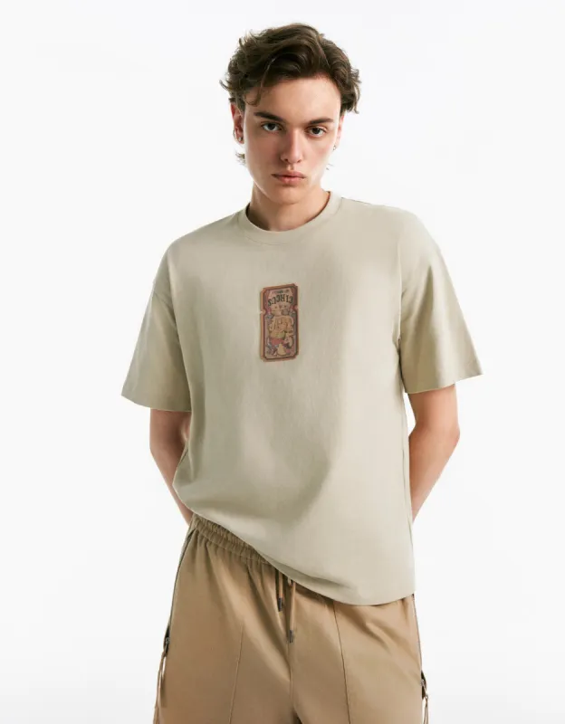Drop Shoulder Sleeve Crew Neck T-Shirt sold by Urban Revivo