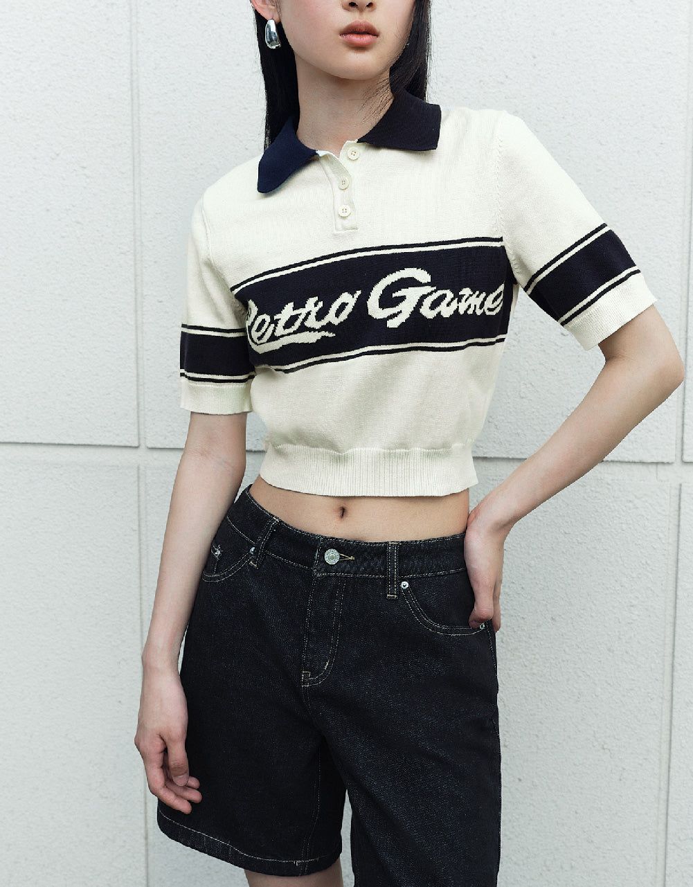 Letter Embroidered Knitted Polo T-Shirt sold by Urban Revivo product image thumbnail 3