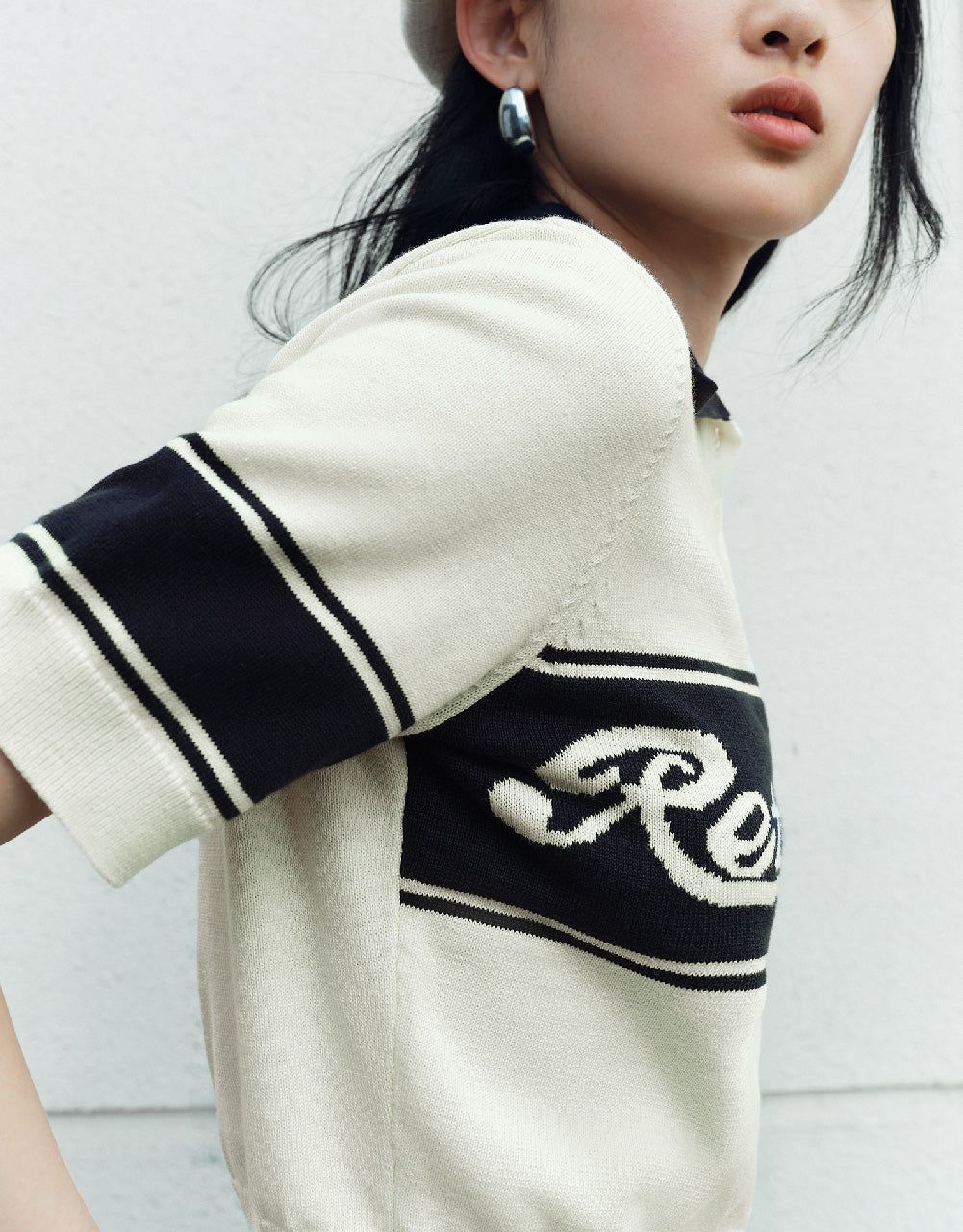 Letter Embroidered Knitted Polo T-Shirt sold by Urban Revivo product image thumbnail 5