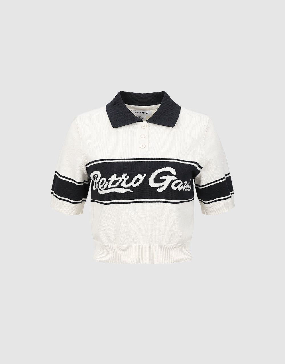 Letter Embroidered Knitted Polo T-Shirt sold by Urban Revivo