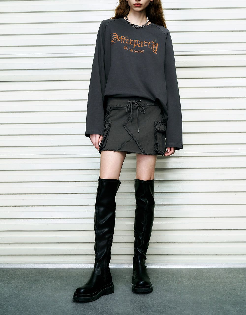 Raw Hem Mini A-Line Skirt sold by Urban Revivo product image thumbnail 2