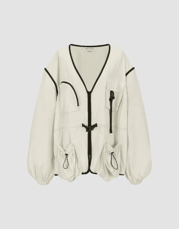 V-Neck Straight Jacket sold by Urban Revivo