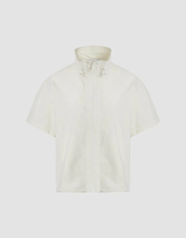 Zipper Front Stand Collar Balloon Shirt sold by Urban Revivo