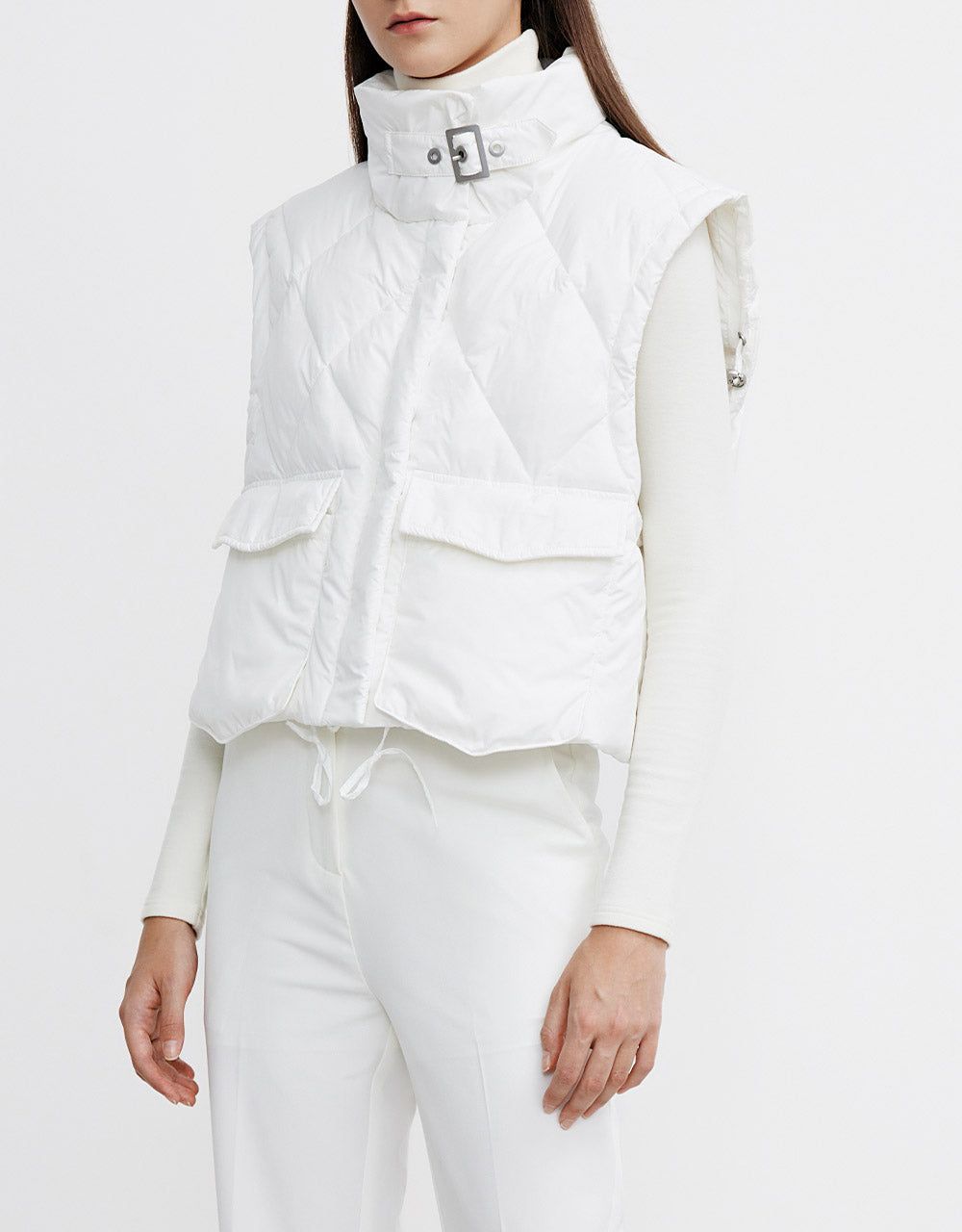 Stand Collar Quilted Vest Down Puffer Coat sold by Urban Revivo product image thumbnail 3