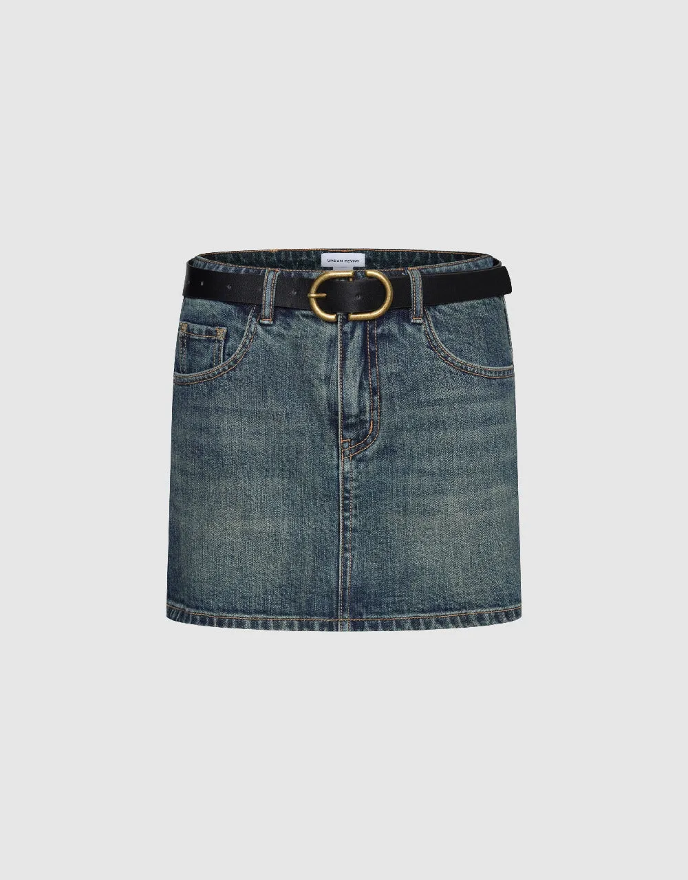 Mini Straight Denim Skirt With Belt sold by Urban Revivo