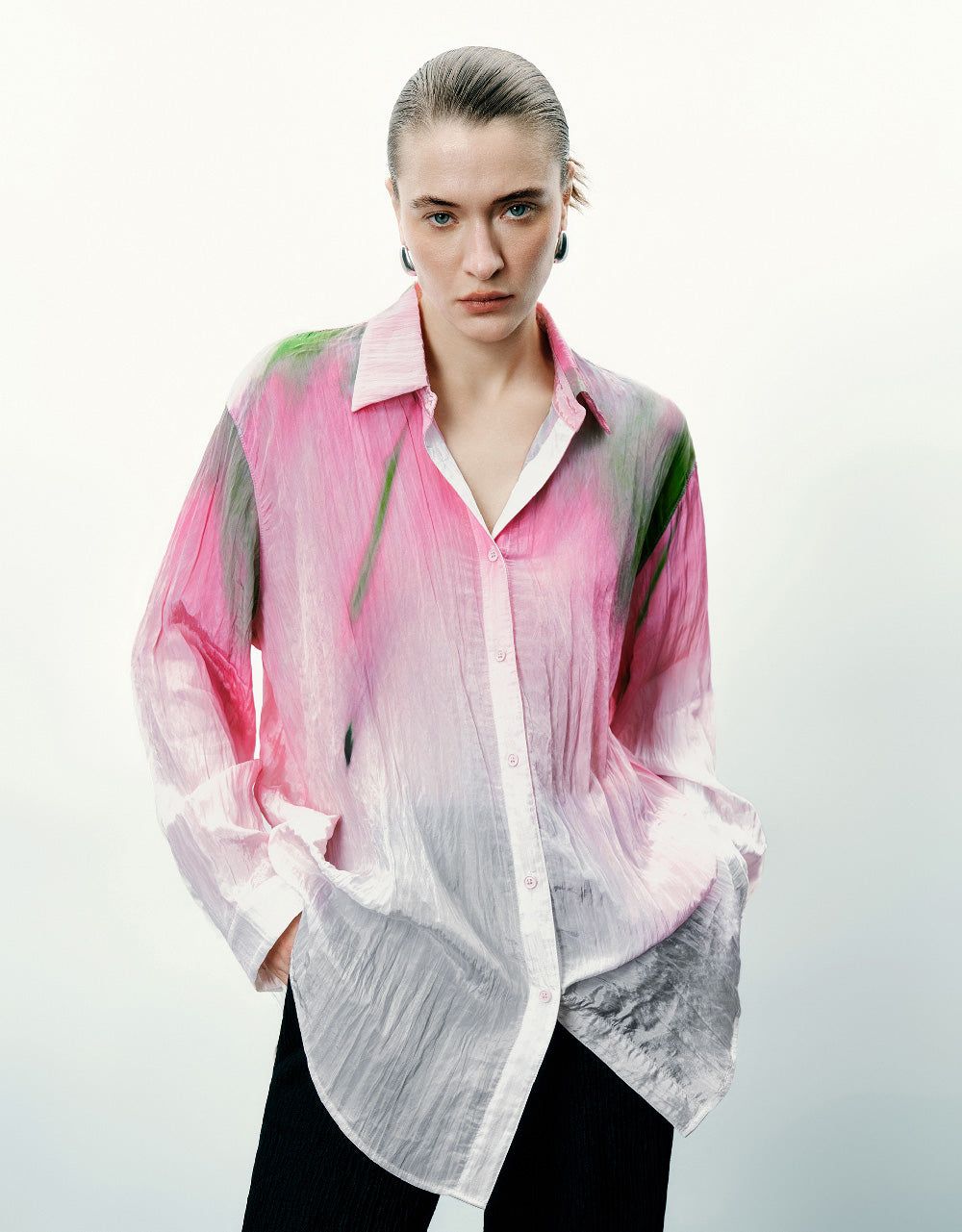 Printed Button Up Lapel Shirt sold by Urban Revivo