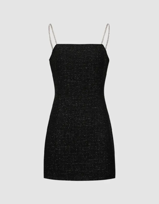 Tweed Off-Shoulder A-Line Cami Dress sold by Urban Revivo