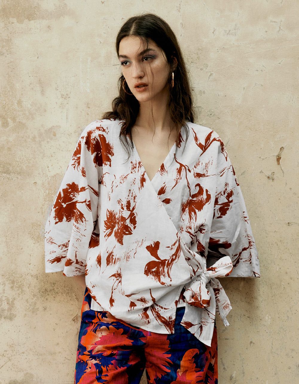 Wrap Printed Dolman Sleeve Jacket sold by Urban Revivo