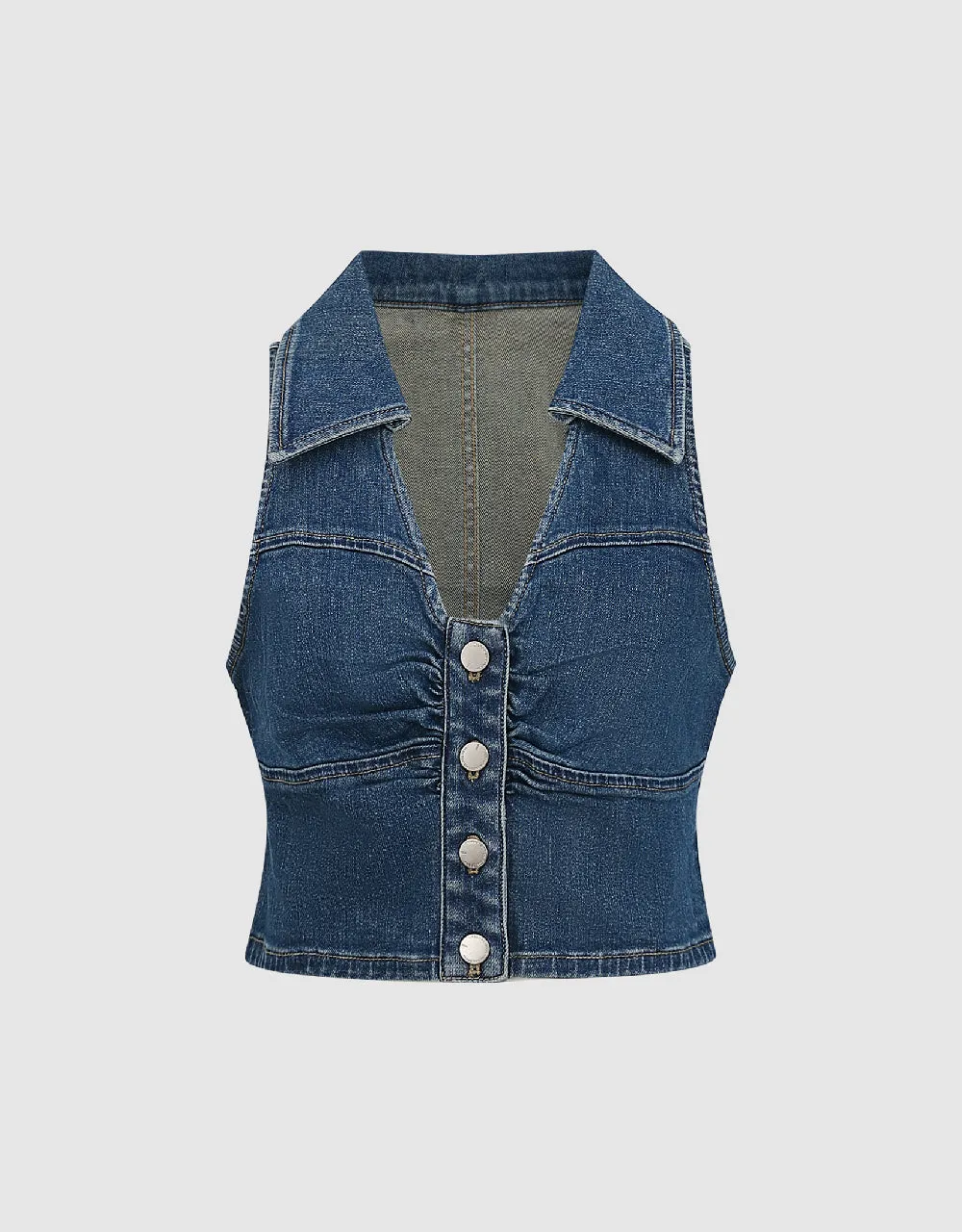 Shirt Collar Denim Vest sold by Urban Revivo