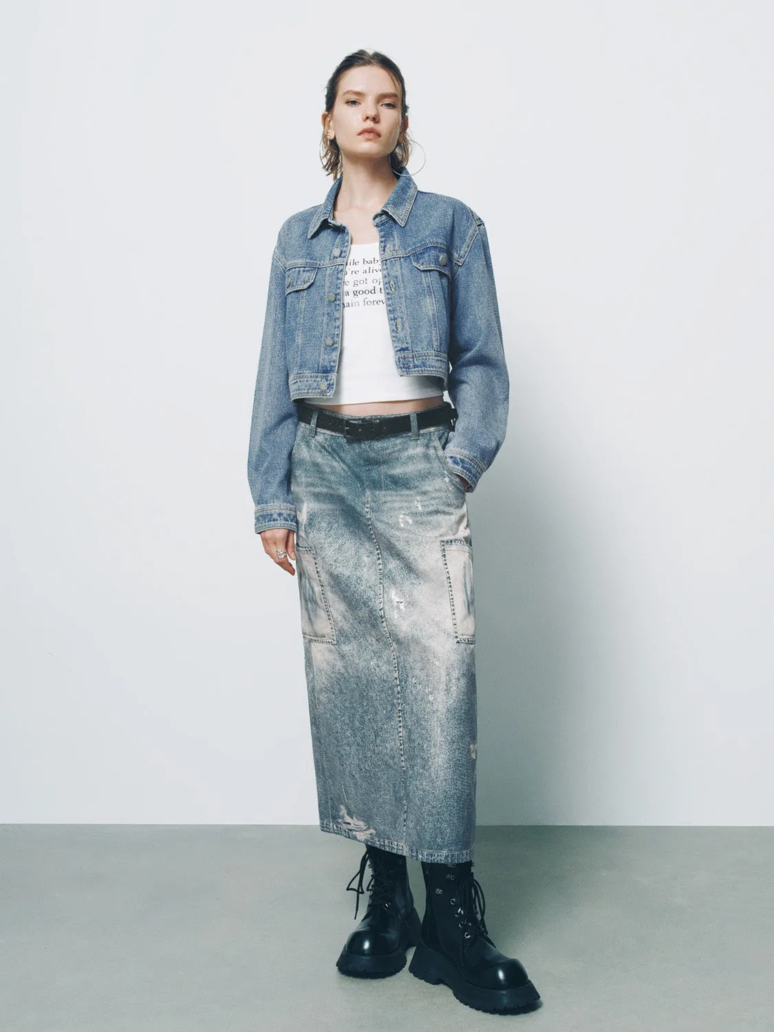 Button Up Loose Denim Jacket sold by Urban Revivo product image thumbnail 4