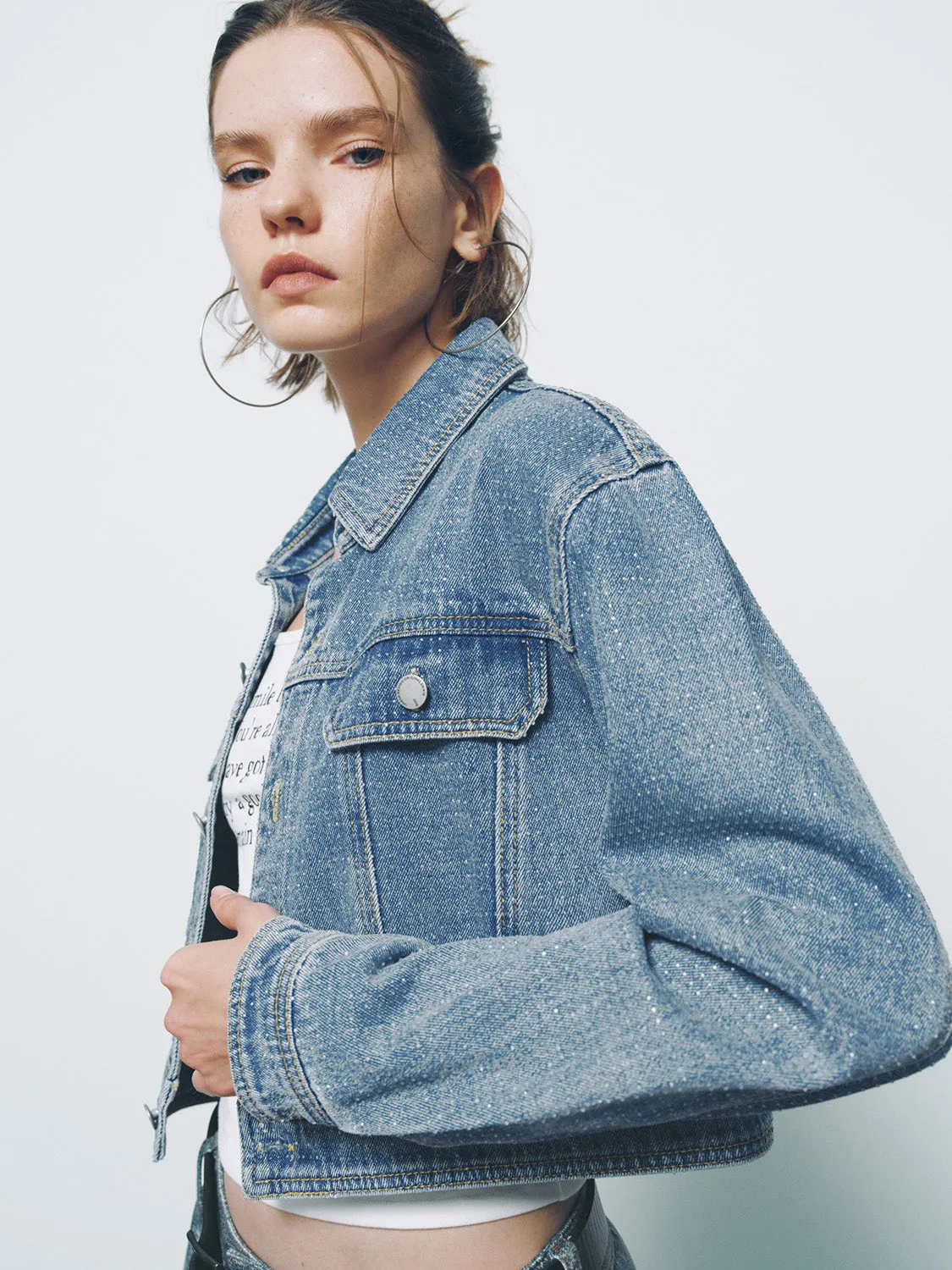Button Up Loose Denim Jacket sold by Urban Revivo product image thumbnail 5